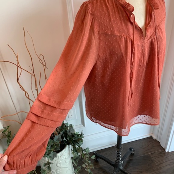 Loft NWT Clip Spot Sheer Boho Top - Picture 3 of 11